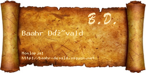 Baahr Dévald névjegykártya